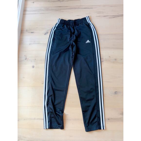 AdidasTrack Pants Size Medium/Large Slim Fit Black White Classic stripe Workout - Picture 2 of 7